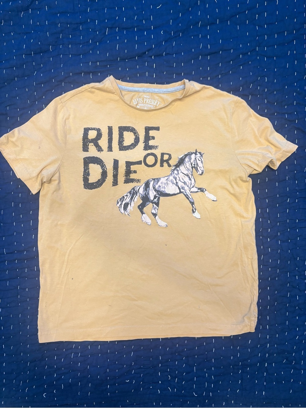 Ride or Die Horse Graphic Short Sleeve Tee - Yellow